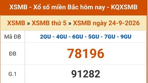 XSMB 24/9 - Kết quả Xổ số miền Bắc hôm nay 24/9/2026 - Kết quả XSMB thứ Năm ngày 24 tháng 9