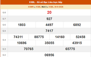 XSBL 29/9 - Kết quả xổ số Bạc Liêu hôm nay 29/9/2026 - Trực tiếp XSBL ngày 29 tháng 9