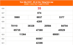 XSST 9/9 - Kết quả xổ số Sóc Trăng hôm nay 9/9/2026 - Trực tiếp XSST ngày 9 tháng 9