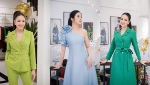 Hồng Diễm 'đọ' vẻ sang chảnh bên Hoa hậu Ngọc Hân và Á hậu Thuỵ Vân