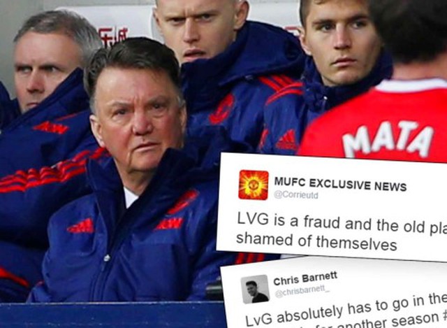 Phản ứng cộng đồng mạng: ‘Van Gaal là kẻ lừa đảo’. ‘Đội hình Man United quá buồn cười’