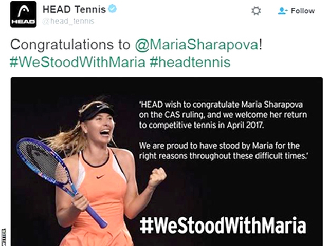 Vì sao Sharapova vẫn hút tài trợ dù bị treo vợt?