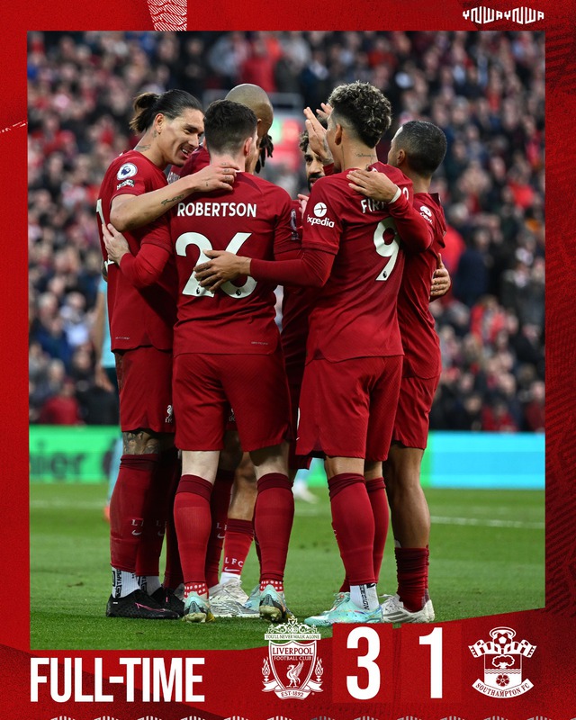 Kết quả bóng đá Liverpool 3-1 Southampton: Nunez lập cú đúp giúp &quot;The Kop&quot; giành 3 điểm - Ảnh 1.