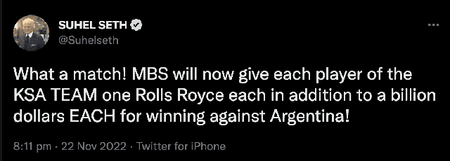 Vụ Đội tuyển Ả Rập Xê Út được thưởng xe Rolls-Royce sau khi chiến thắng Argentina tại WC 2022: Chính chủ chưa lên tiếng - Ảnh 3.