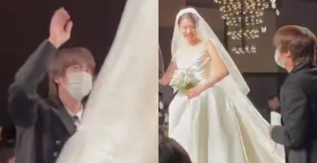 Tình bạn không ai ngờ: Jin (BTS) dự đám cưới Jiyeon (T-ara), nhiệt tình tung hoa giấy khiến cô dâu cười hạnh phúc - Ảnh 4.