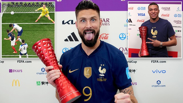 Giroud bắt chước Mbappe khi nhận giải cầu thủ hay nhất