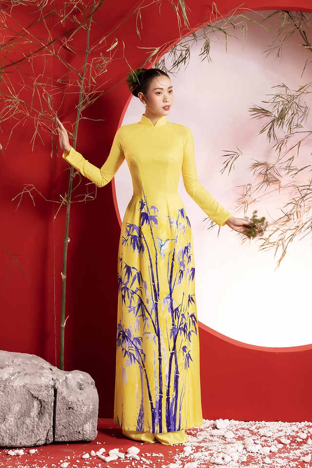 Hoa hậu Ban Mai đẹp nền nã trong BST áo dài &quot;Vũ khúc tre xanh&quot; của NTK Liên Hương  - Ảnh 7.