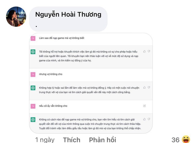 SofM nghe lời khuyên của ChatGPT để nạp game không bị vợ mắng, nhưng kết quả nhận về trái đắng - Ảnh 3.