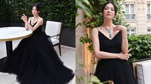 Song Hye Kyo - Han So Hee cùng mặc váy đen: Đàn chị quá an toàn đến nỗi nhàm chán, cô em lấn át với vẻ 'tắc kè hoa'  - Ảnh 1.