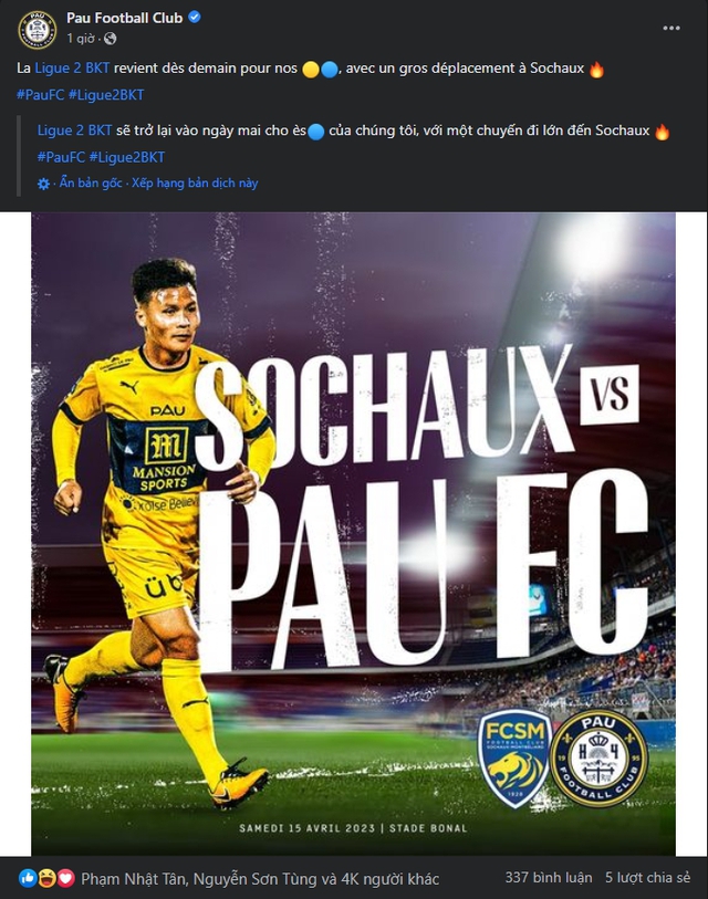 Pau FC dùng Quang Hải kéo tương tác Facebook trước trận đấu, fan Việt phẫn nộ - Ảnh 2.