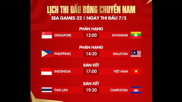 Lịch thi đấu và trực tiếp bóng chuyền SEA Games 32