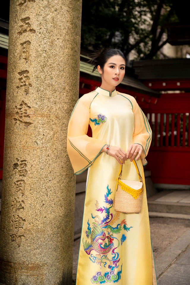 Hoa hậu Ngọc Hân chụp ảnh áo dài dưới thời tiết 2 độ C ở Nhật Bản - Ảnh 5.