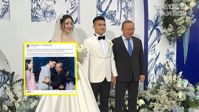 Dự đám cưới Quang Hải, HLV Park Hang Seo bất ngờ nhắn nhủ vợ Văn Hậu một điều