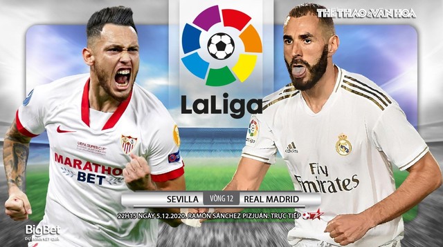 Truc tiep bong da. Sevilla vs Real Madrid. BĐTV trực tiếp Vòng 12 La Liga. Real