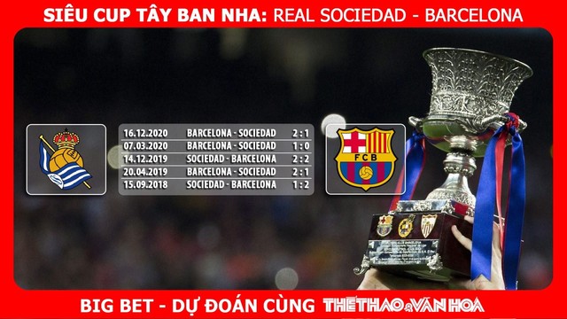 Link xem trực tiếp Real Sociedad vs Barcelona. Trực tiếp Bán kết Siêu Cúp Tây Ban Nha. Trực tiếp bóng đá. Trực tiếp Real Sociedad đấu với Barcelona. Kèo Barca