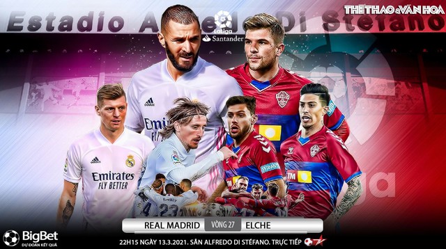 Nhận định bóng đá nhà cái Real Madrid vs Elche. BĐTV trực tiếp bóng đá Tây Ban Nha