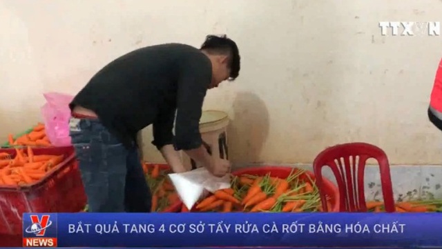 VIDEO: Bắt quả tang 4 cơ sở tẩy rửa 6 tấn cà rốt bằng hóa chất