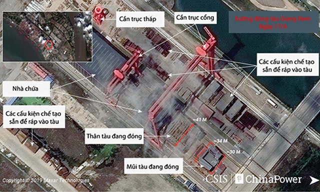 Chuyên gia Mỹ: Hình ảnh vệ tinh cho thấy Trung Quốc đang chế tạo tàu sân bay thứ ba