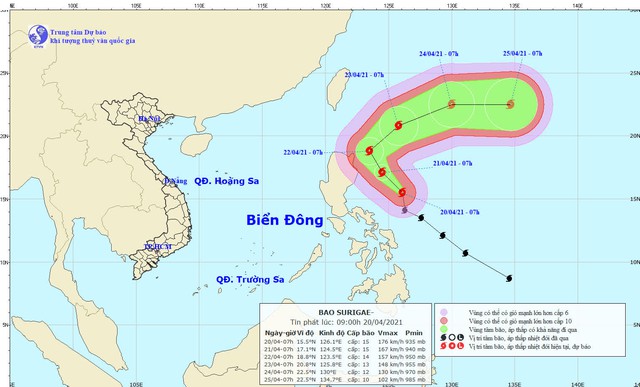Bão Surigae, Bão Bão Surigae ảnh hưởng đến Việt Nam, Tâm bão Surigae, bão Surigae trên biển đông, dự báo bão, cập nhật tin bão, sức gió bão Surigae