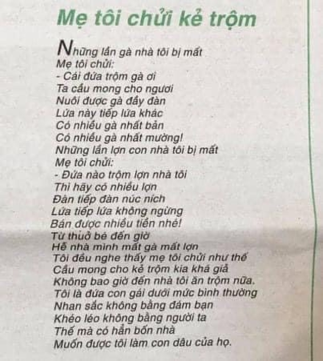 Mẹ tôi chửi kẻ trộm, Thi sĩ Tòng Văn Hân, Cuộc thi thơ báo Văn nghệ. Thi thơ, tranh cãi về bài thơ mẹ tôi chửi kẻ trộm, giải B thi thơ báo văn nghệ, thơ tòng văn hân