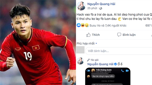 Quang Hải, Quang Hải bị hack facebook, Facebook của Quang Hải bị hack, bóng đá Việt Nam, tin tức bóng đá, bong da, Sơn Tùng MTP, Bình Dương vs Hà Nội, trực tiếp bóng đá