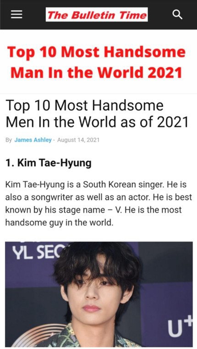 BTS, V BTS, V BTS có vẻ đẹp siêu thực, V BTS là Người đàn ông đẹp trai nhất 2021