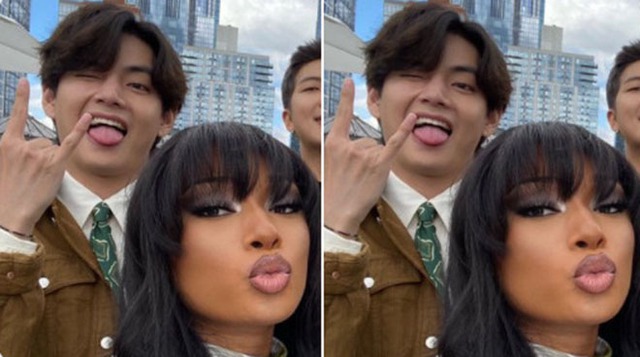 BTS, V BTS, Ảnh V BTS lại gây bão mạng, Megan Thee Stallion, Kim Taehyung, Suga