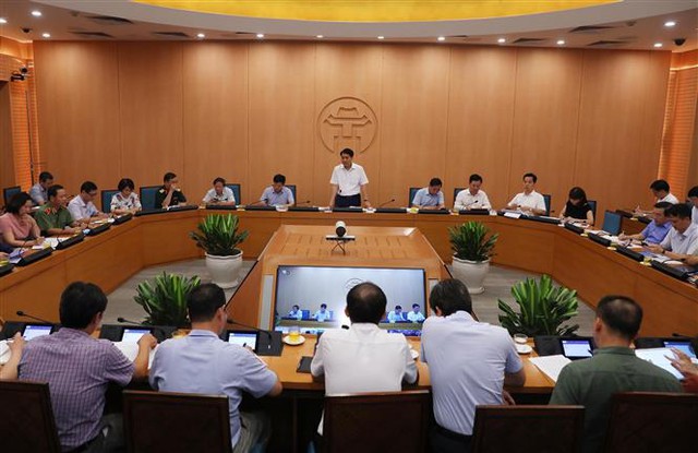 Trong ảnh: Chủ tịch UBND TP Hà Nội Nguyễn Đức Chung, Trưởng Ban chỉ đạo phát biểu chỉ đạo. Ảnh: Lâm Khánh – TTXVN