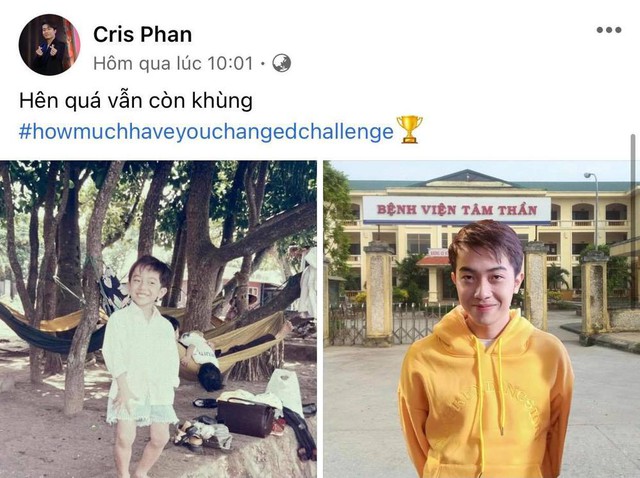 Cris Phan hài hước thực hiện lại biểu cảm ngày nhỏ của mình với chú thích "Hên quá vẫn còn khùng", các video đăng tải trên YouTube của anh luôn hài hước, nhận được sự yêu thích lớn của các bạn trẻ. (Ảnh: Chụp màn hình)