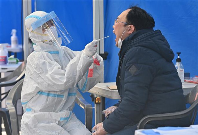Trong ảnh: Nhân viên y tế lấy mẫu dịch xét nghiệm COVID-19 cho người dân tại Seoul, Hàn Quốc, ngày 27/11/2020. Ảnh: AFP/ TTXVN