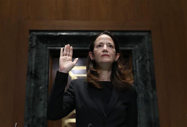 Trong ảnh: Bà Avril Haines trong phiên điều trần tại Quốc hội Mỹ ở Washington, DC, ngày 19/1/2021. Ảnh: AFP/TTXVN