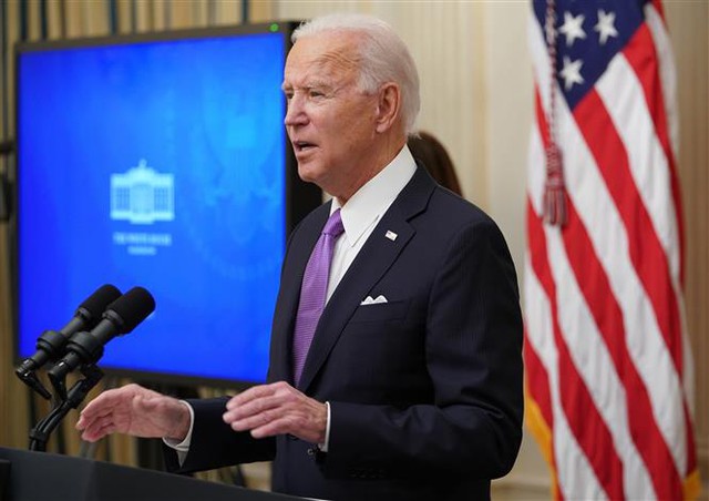 Trong ảnh: Tổng thống Mỹ Joe Biden phát biểu tại Nhà Trắng ngày 21/1/2021. Ảnh: AFP/ TTXVN