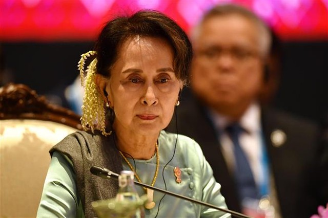 Trong ảnh (tư liệu): Cố vấn nhà nước Myanmar Aung San Suu Kyi tại một hội nghị ở Bangkok, Thái Lan ngày 4/11/2019. Ảnh: AFP/TTXVN