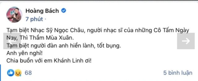 Sao Việt xót thương trước sự ra đi của nhạc sĩ Ngọc Châu, nhạc sĩ Ngọc Châu, nhạc sĩ Ngọc Châu qua đời, Sao Việt xót thương nhạc sĩ Ngọc Châu, sao Việt tiễn biệt nhạc sĩ 