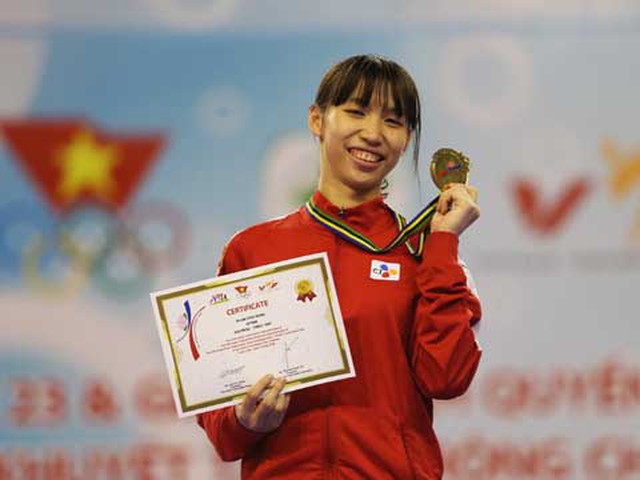 Kim Tuyền là hy vọng vàng của môn Taekwondo, sau nội dung đồng đội Quyền biểu diễn. Ảnh: Lê Giang