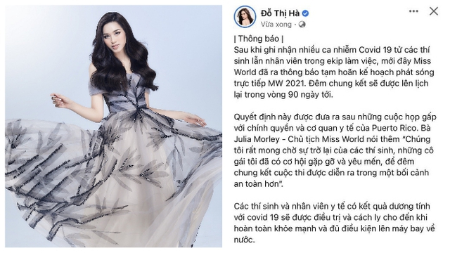 Chung kết Miss World 2021 bị hủy, Đỗ Hà đã có kết quả xét nghiệm