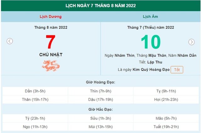 ngày 7 tháng 8 năm 2022, ngày 7/8/2022 tốt hay xấu, lịch âm 2022, lịch vạn niên ngày 7/8/2022, âm lịch hôm nay 7/8, Lịch vạn niên ngày 7 tháng 8, 7/8 ngày tốt, ngày 7/8