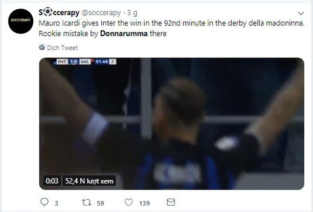 Donnarumma bị chỉ trích dữ dội vì sai lầm khiến Milan thua trước Inter