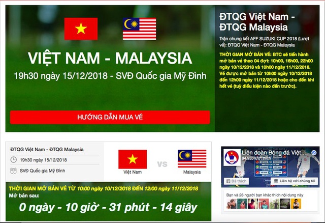 VTV6, truc tiep bong da, vebongdaonline, vé bóng đá, mua vé bóng đá online, vebongdaonline.vn, lịch thi đấu chung kết aff cup 2018, Việt Nam, Malaysia, VTC3, VTV5