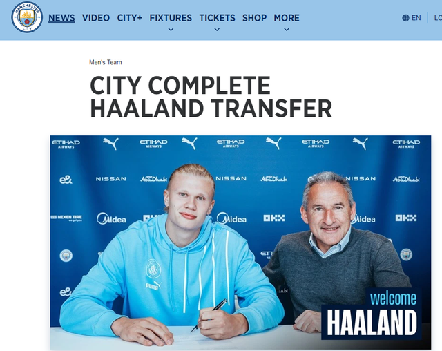 Chuyển nhượng, Man City, Haaland, Man City mua Haaland, Haaland ký hợp đồng với Man City, Haaland gia nhập Man City, Haaland hưởng mức lương khủng, tin chuyển nhượng, Pep