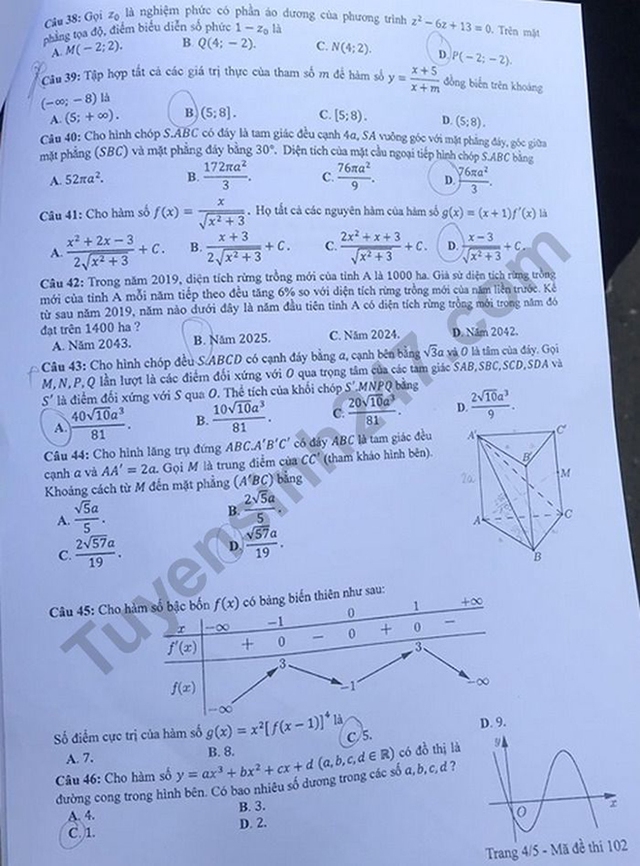 Đề thi Toán THPT Quốc gia 2020, Đề thi Toán THPT Quốc gia năm 2020, Đề thi Toán THPT Quốc gia, Đề thi môn Toán, đề văn, Đề thi Toán, đề thi toán, thi THPT quốc gia