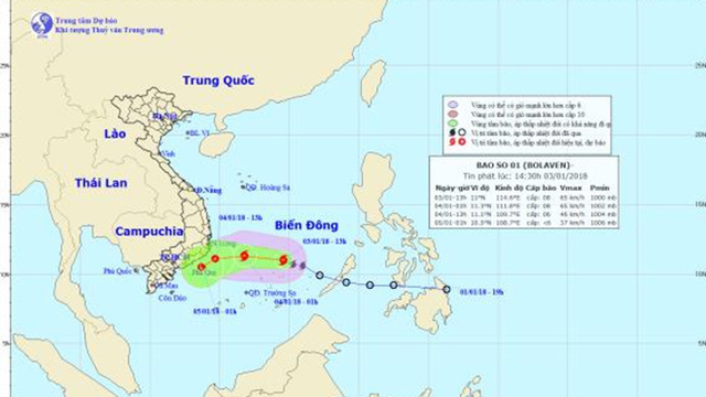 CẬP NHẬT: Bão số 1 giật cấp 10, tiến sát bờ biển Phú Yên - Bình Thuận