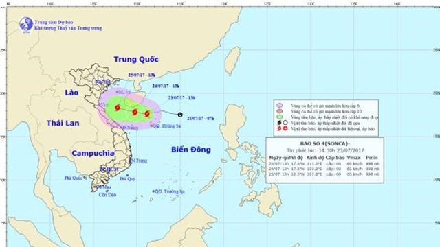 Áp thấp nhiệt đới đã mạnh lên thành bão số 4 (Sonca)