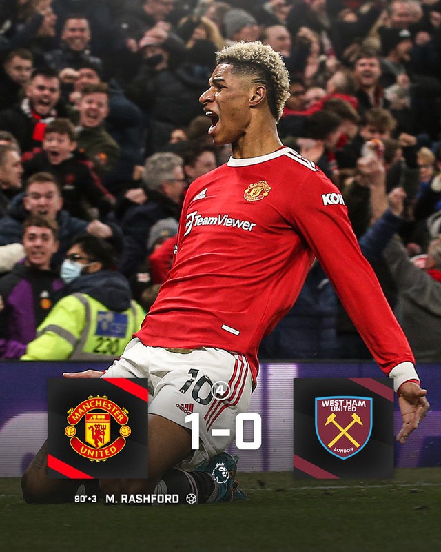 Kết quả bóng đá MU 1-0 West Ham, ket qua bong da, kết quả bóng đá, MU vs West Ham, kết quả Ngoại hạng Anh, bảng xếp hạng Ngoại hạng Anh, Rangnick, Rashford, đua Top 4