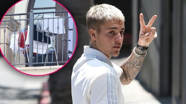 Bỏ biệt thự sang, phòng khách sạn Justin Bieber phơi đầy quần áo lót