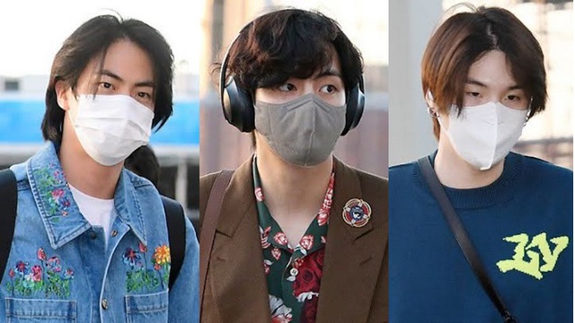BTS tóc dài đẹp choáng váng tại sân bay sang Mỹ, không thấy J-Hope và Jungkook