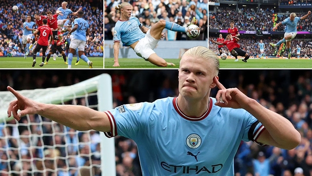 Kết quả bóng đá, ket qua bong da, Man City vs MU, kết quả Man City MU, Haaland, Haaland lập hat-trick, Haaland lập kỷ lục, Ngoại hạng Anh, derby Manchester, Man City, MU