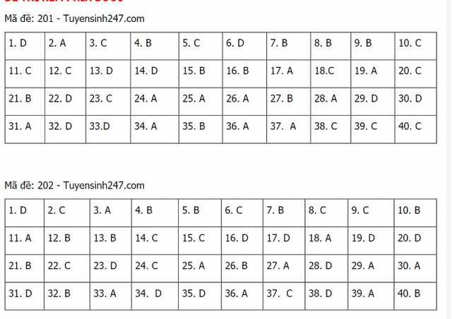 Đáp án lý THPT Quốc gia 2021, Đáp án vật lý THPT Quốc gia năm 2021, Đáp án vật lý THPT Quốc gia, Đáp án môn lý, lời giải vật lý 24 mã đề