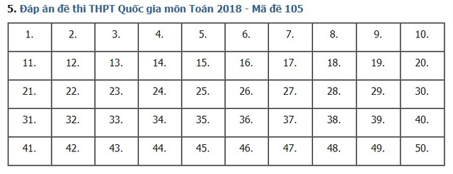 Giải đề thi toán 2018 mã đề 105