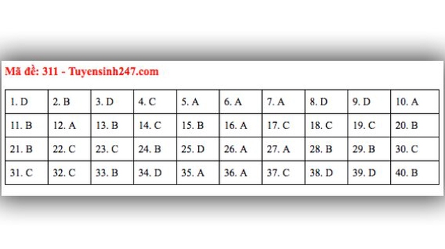 Đáp án lịch sử THPT Quốc gia 2019, Đáp án lịch sử THPT Quốc gia năm 2019, Đáp án lịch sử, đáp án môn lịch sử THPT Quốc gia, đáp án môn sử THPT Quốc gia, đáp án môn sử